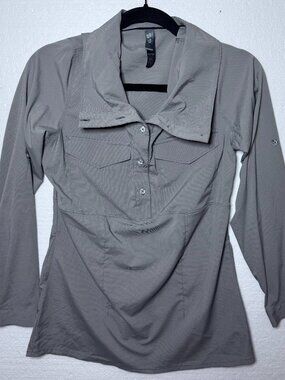 Mountain Hardwear Womens XS Gray Citypass Popover Top Outdoor Hiking Long Sleeve